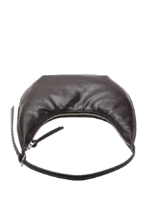 Women Black Oval Shape Leather Hand Bag