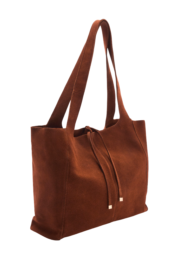 Women Tote Bag with Shoulder Straps Light Caramel / Maroon - Image 7