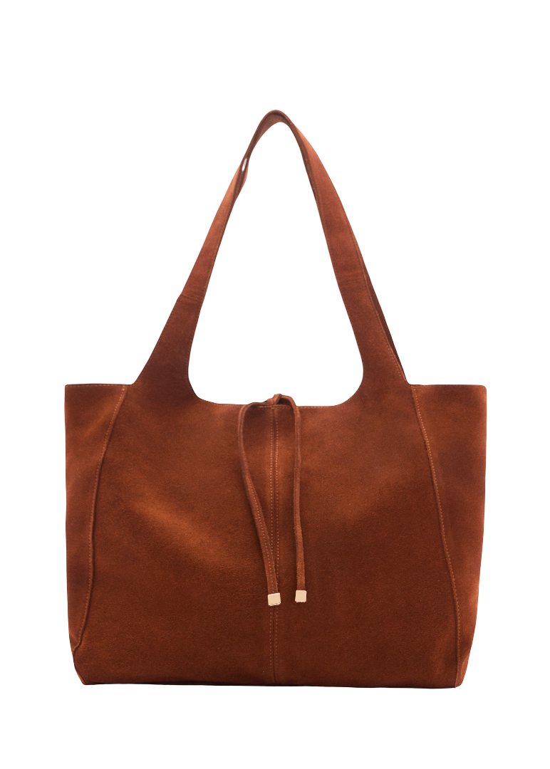 Women Tote Bag with Shoulder Straps Light Caramel / Maroon