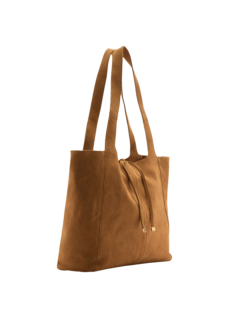 Women Tote Bag with Shoulder Straps Light Caramel / Maroon - Image 3