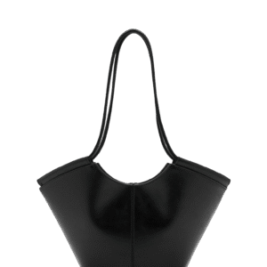 Women Black Oval Shoulder Bag with Pebbled Effect