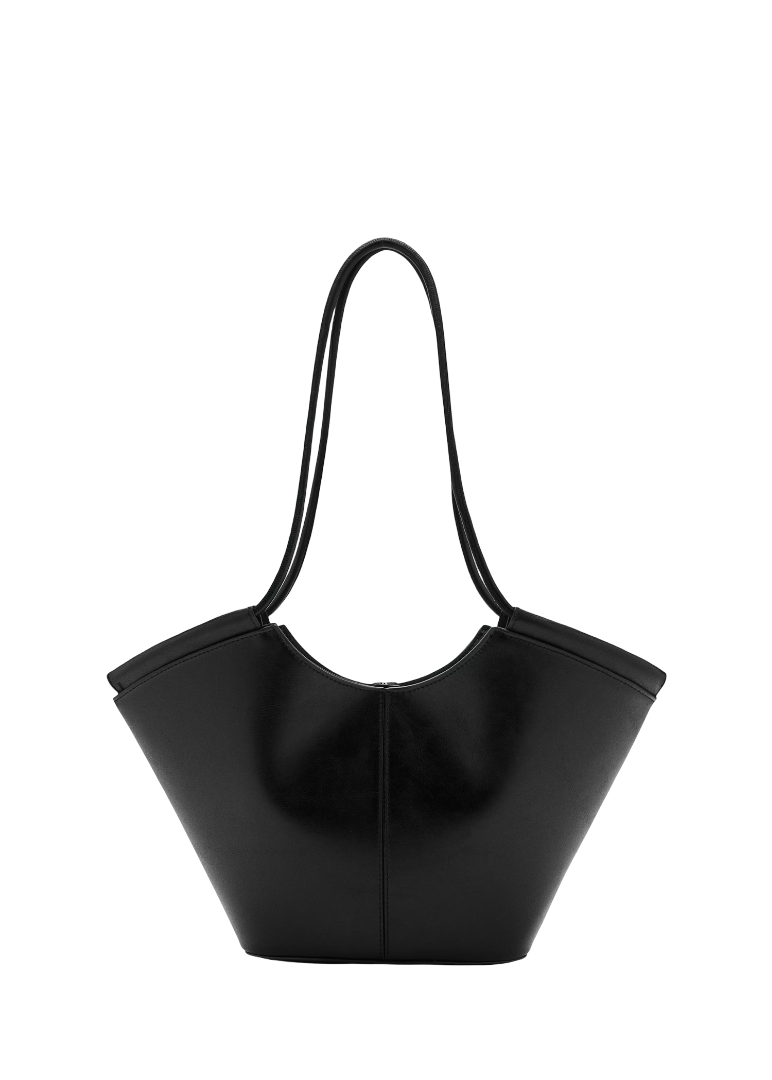 Women Black Oval Shoulder Bag with Pebbled Effect