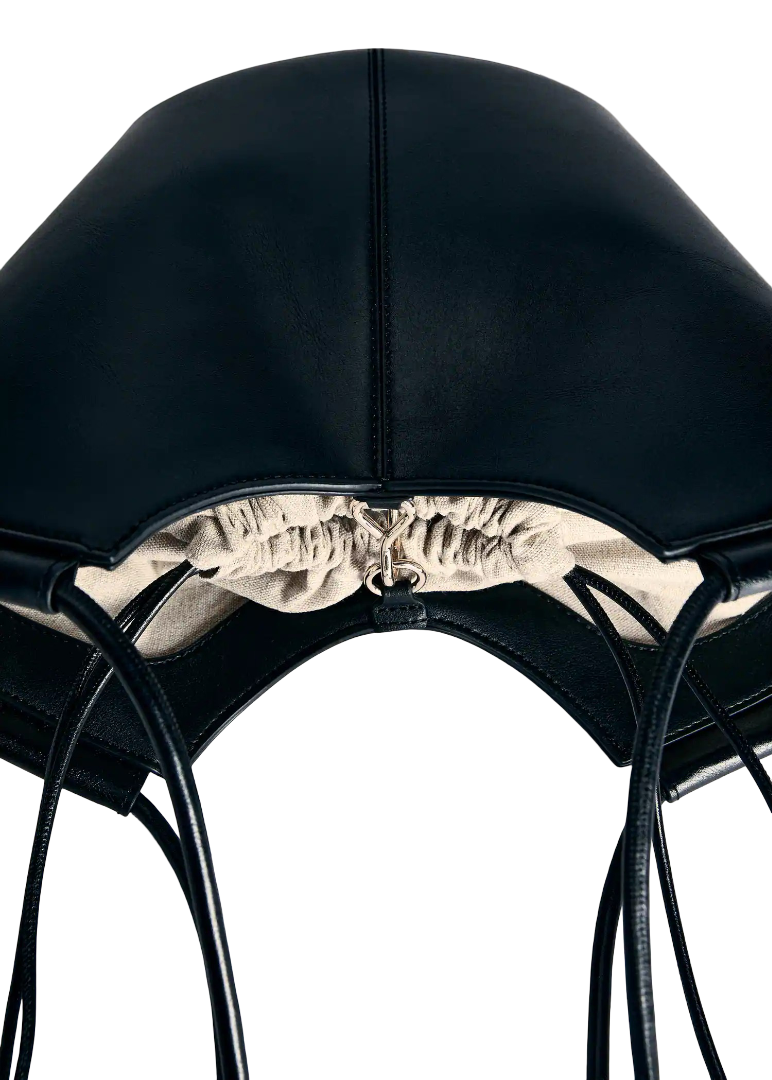 Women Black Oval Shoulder Bag with Pebbled Effect - Image 3