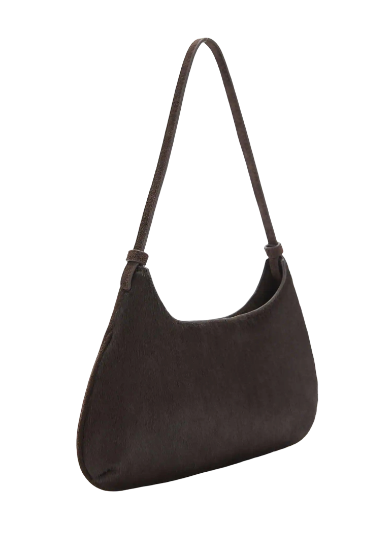 Women Black Bovine Leather Hand Bag with Magnetic Closure - Image 3