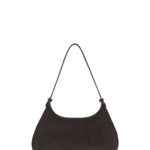 Women Black Bovine Leather Hand Bag with Magnetic Closure