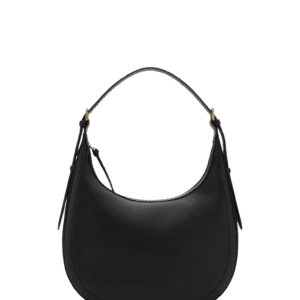 Women Black Oval Shape Bovine Leather Hand Bag
