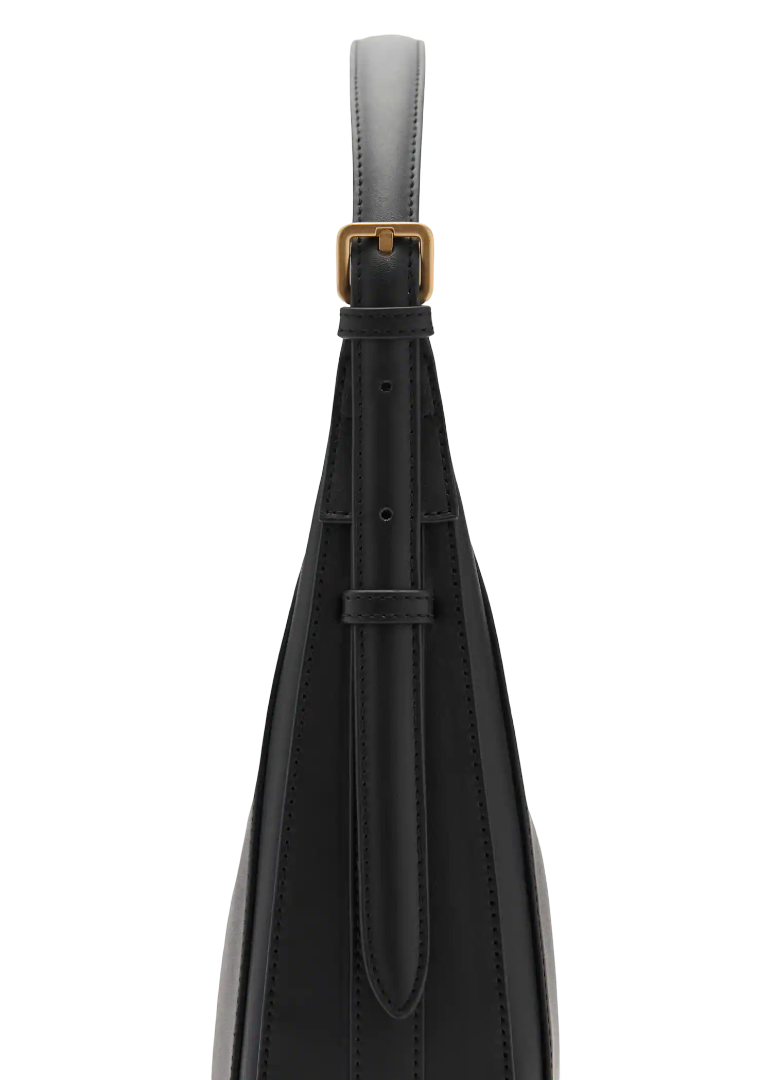 Women Black Oval Shape Bovine Leather Hand Bag - Image 4