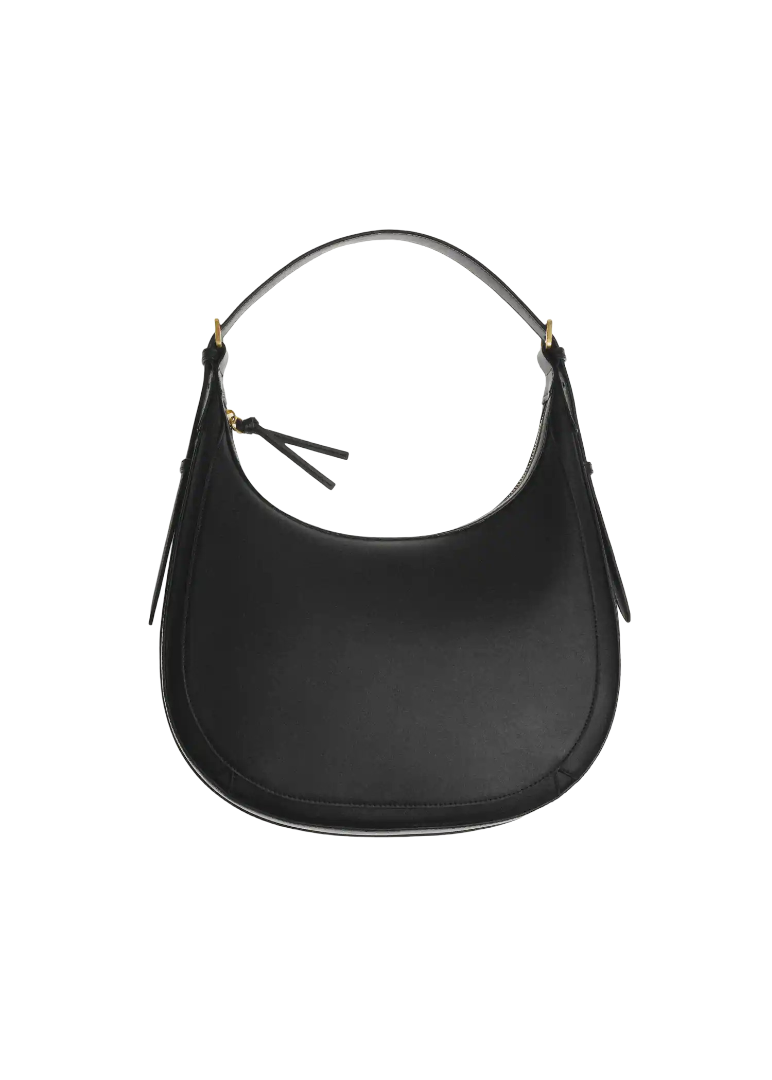 Women Black Oval Shape Bovine Leather Hand Bag - Image 2